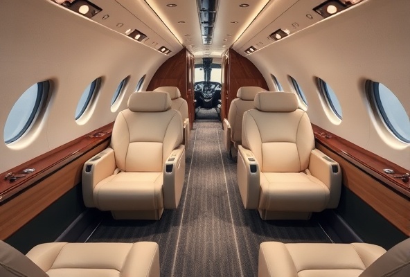 Luxury private jet cabin interior