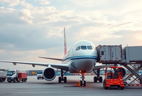Commercial aircraft at airport terminal